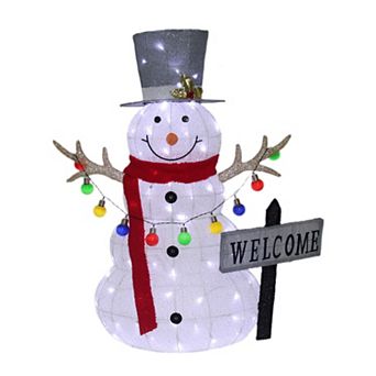 Northlight 3D Lighted "Welcome" Snowman Outdoor Christmas Decoration