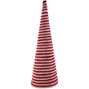 Northlight White & Red Candy Cane Swirled Christmas Cone Tree