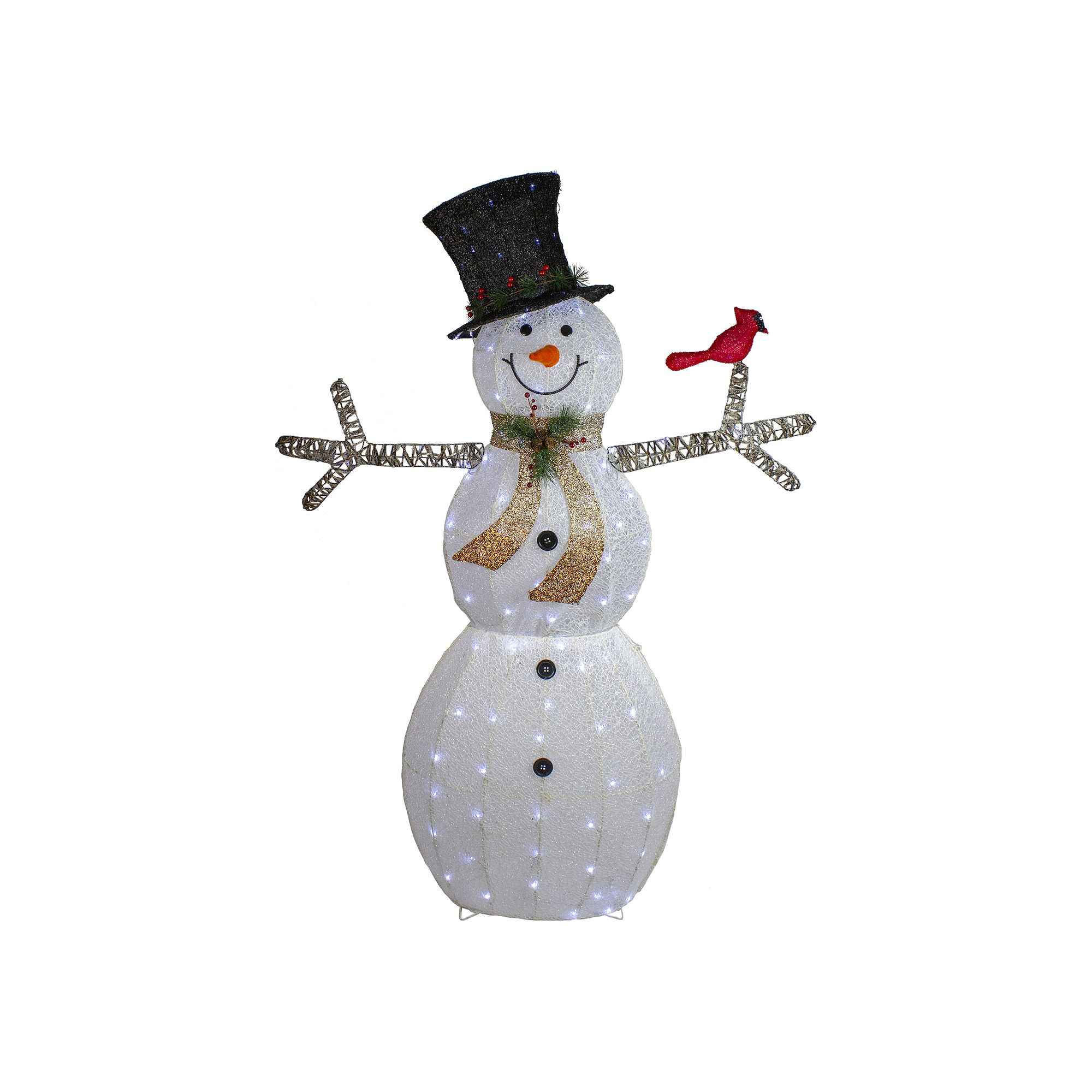 Northlight White & Black LED Lighted Snowman with Top Hat Christmas Outdoor