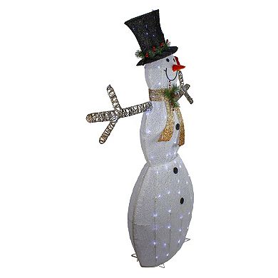 Northlight White & Black LED Lighted Snowman with Top Hat Christmas Outdoor Decoration