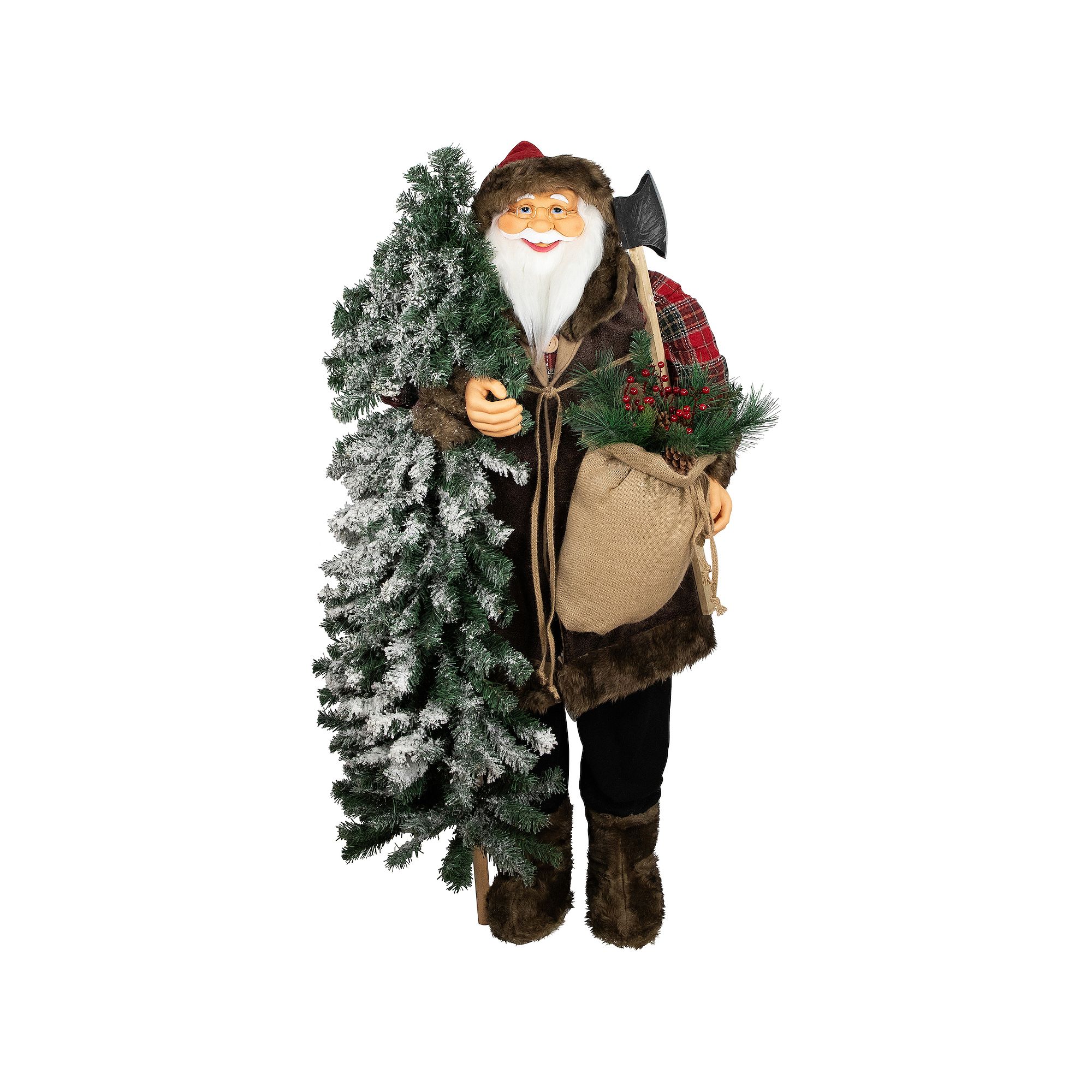 Northlight 5 ft. Standing Woodland Santa Claus Christmas Figure with Flocke