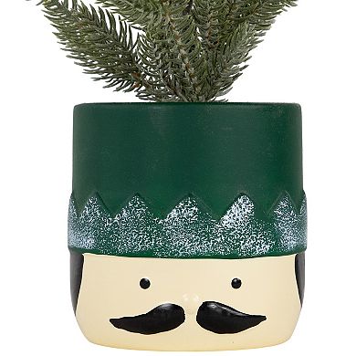 Northlight Mini Frosted Artificial Christmas Tree in Nutcracker Pot Table Decor