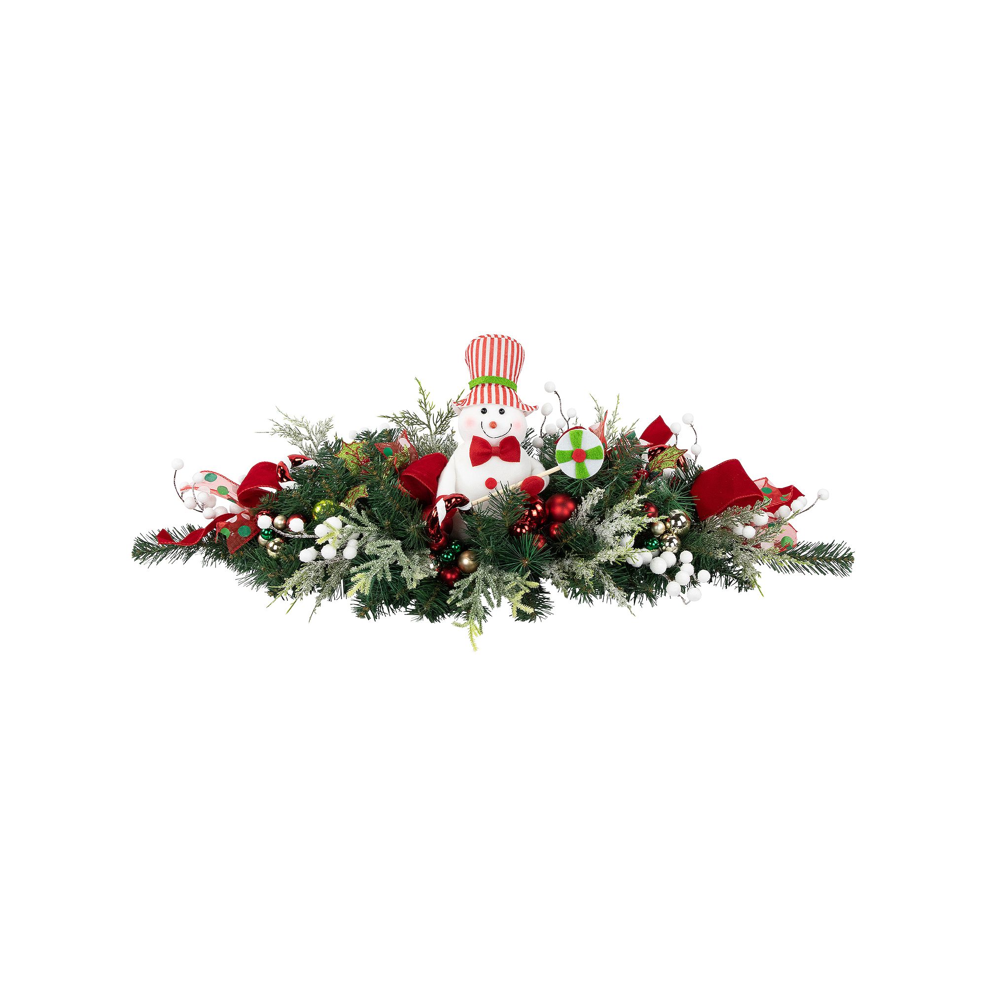 Northlight Unlit Candy Cane Snowman & Ornaments Christmas Table Décor, Gre