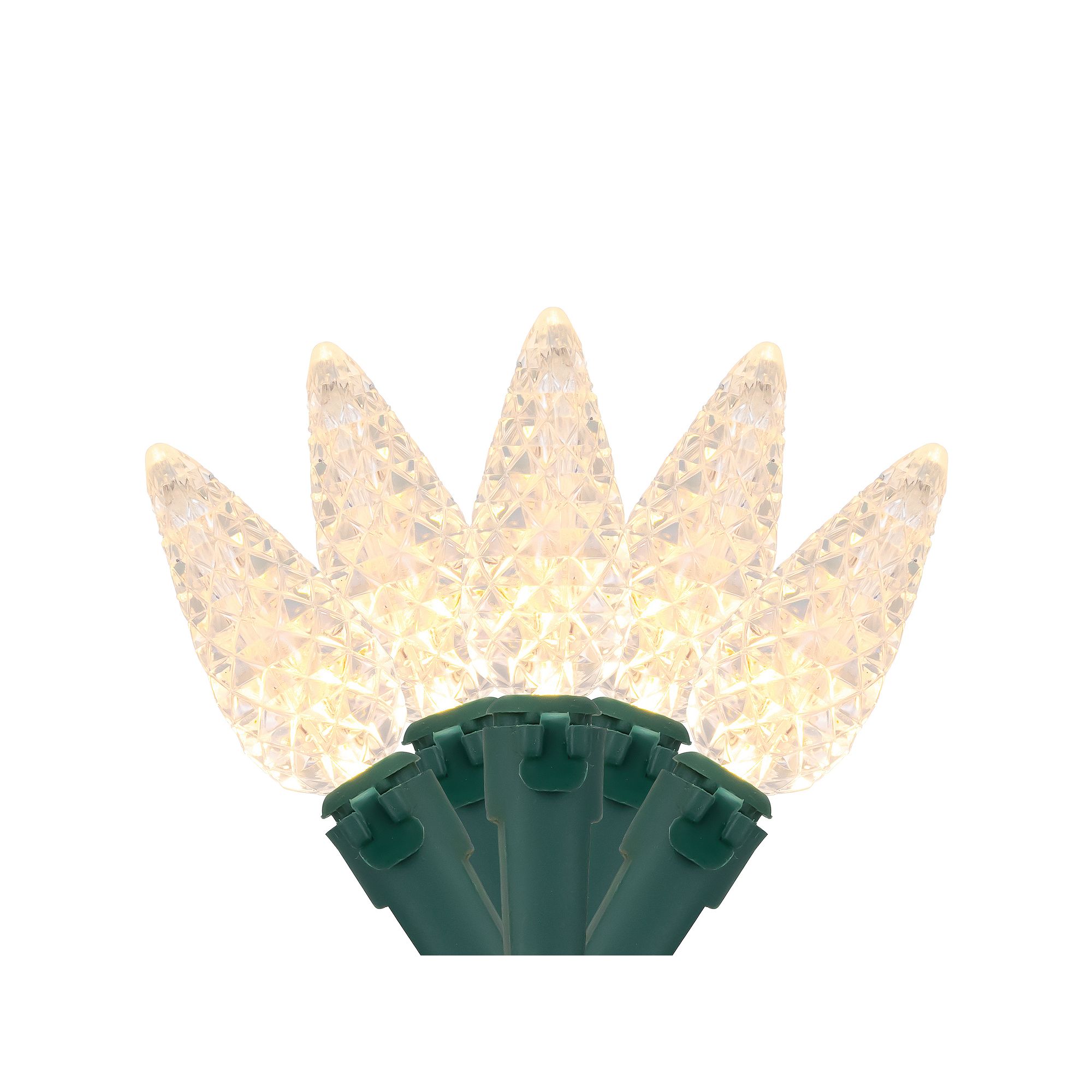 Northlight 66 Warm White LED Faceted Christmas Lights, Green