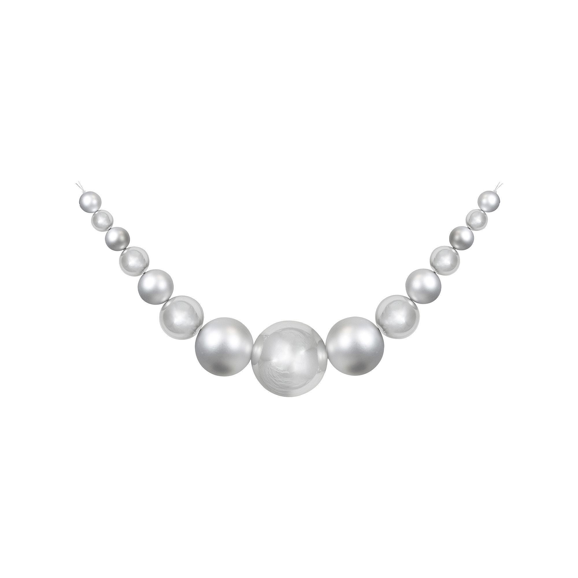 Northlight 6 Shiny and Matte Shatterproof Ball Christmas Garland, Silver