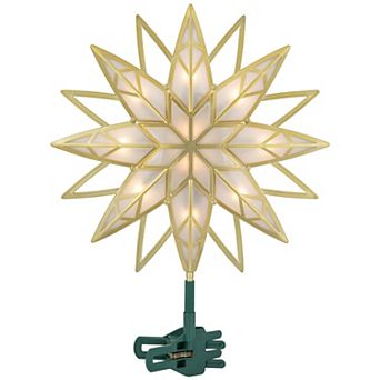 Northlight Lighted Geometric Frosted Star Christmas Tree Topper