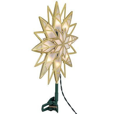 Northlight Lighted Geometric Frosted Star Christmas Tree Topper