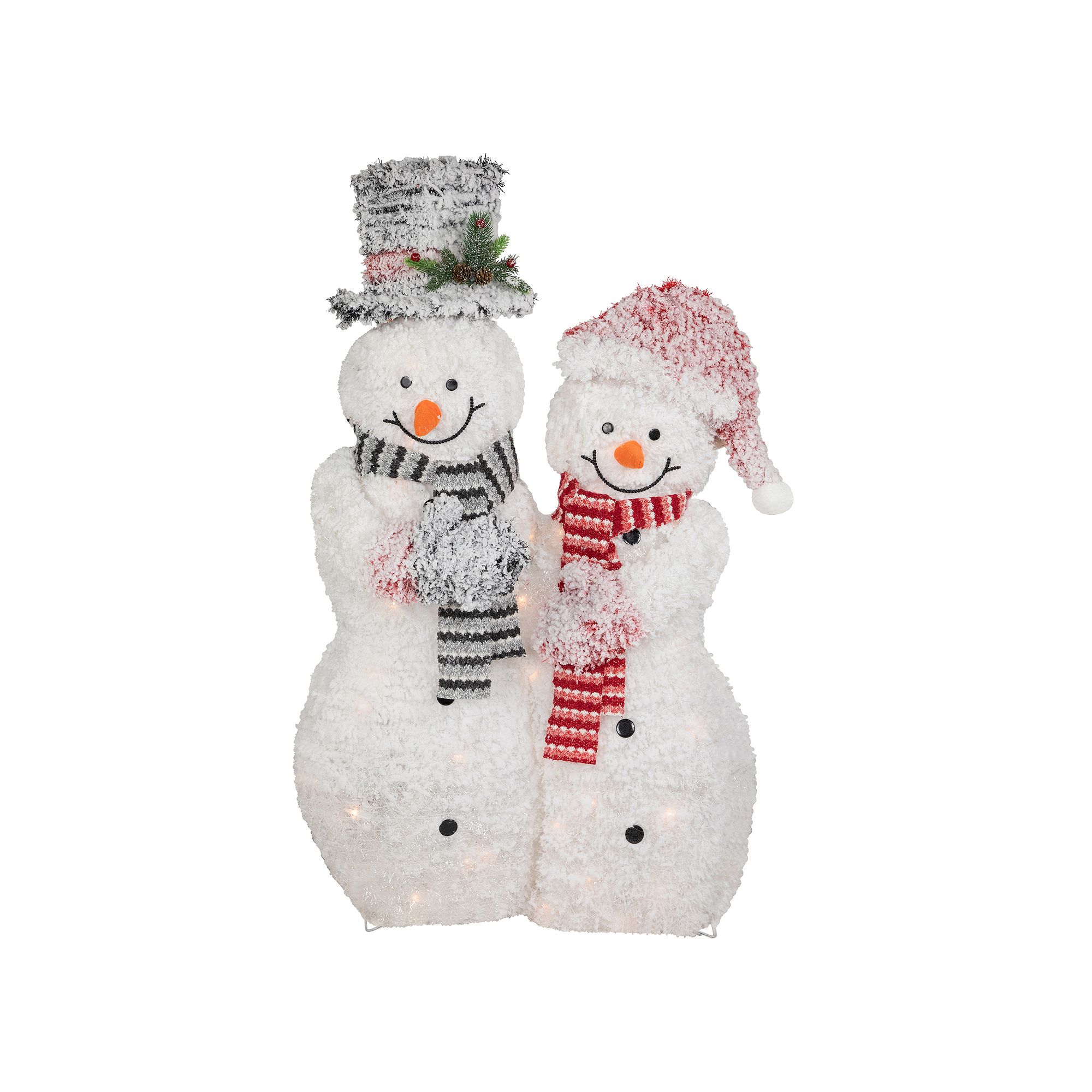 Northlight 39 Lighted Snowy Tinsel Snowman Couple Outdoor Christmas Deco