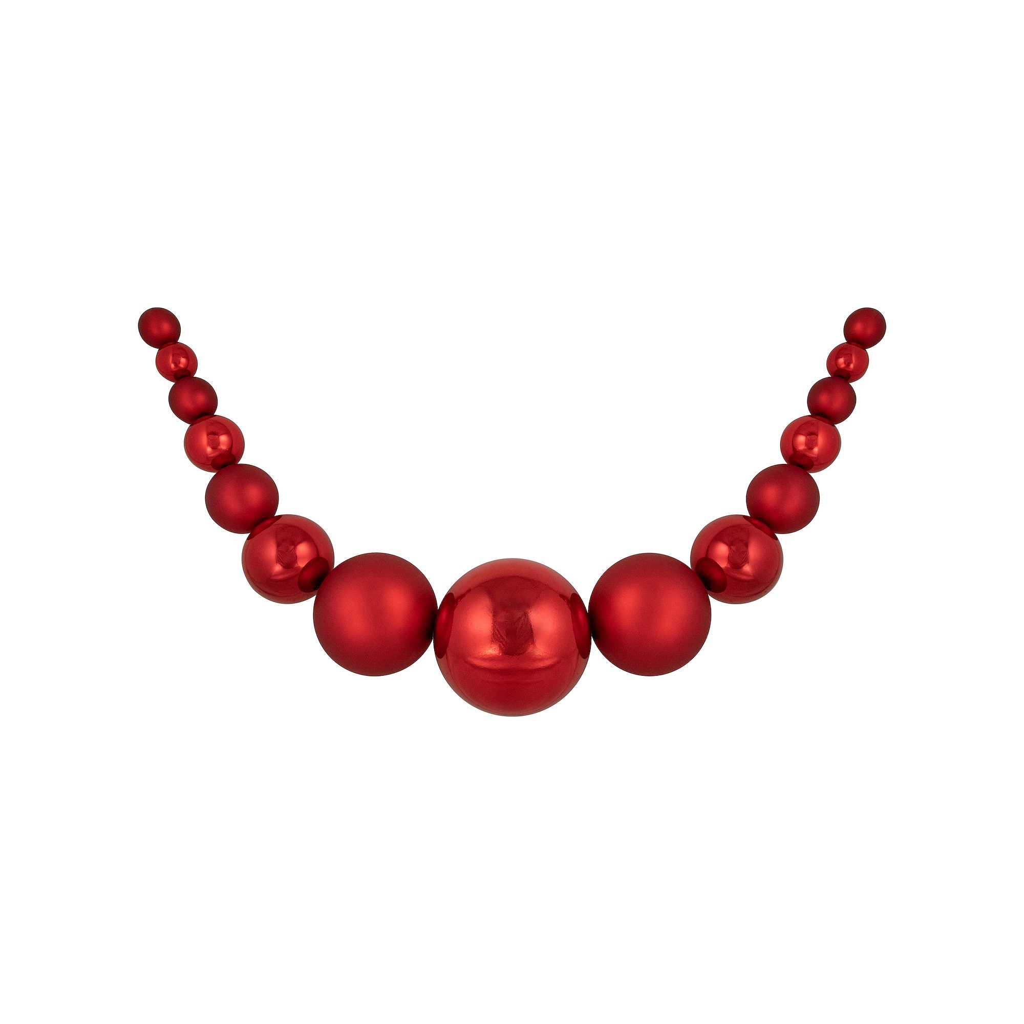 Northlight 6 Red Shiny & Matte Shatterproof Ball Christmas Garland