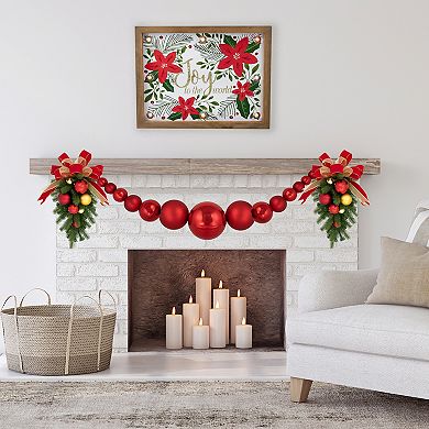 Northlight 6' Red Shiny & Matte Shatterproof Ball Christmas Garland
