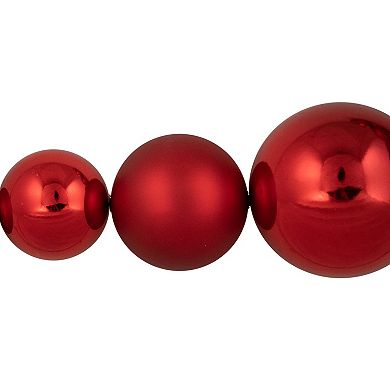 Northlight 6' Red Shiny & Matte Shatterproof Ball Christmas Garland