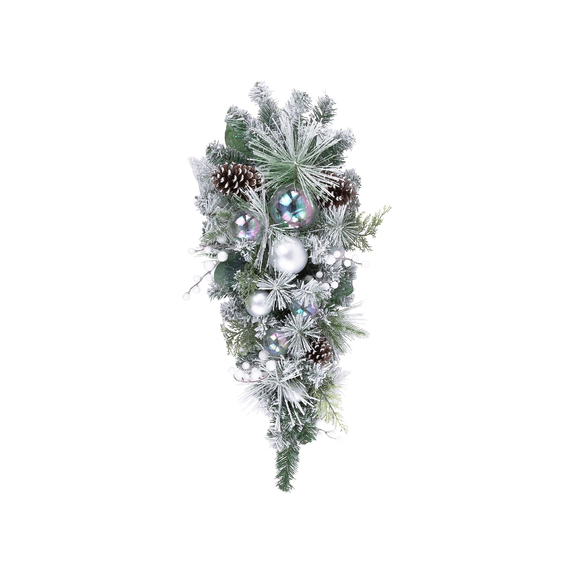 Northlight 30 Flocked Pine Artificial Christmas Teardrop Swag with Iride