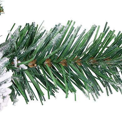 Northlight 30" Flocked Pine Artificial Christmas Teardrop Swag with Iridescent Ornaments