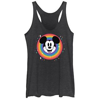 Disney's Mickey Mouse Rainbow Stamp Juniors' Tri-Blend Racerback Tank Top