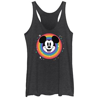 Disney's Mickey Mouse Rainbow Stamp Juniors' Tri-Blend Racerback Tank Top