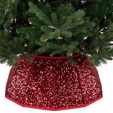 Northlight 26" Red Sequins Hexagonal Christmas Tree Collar