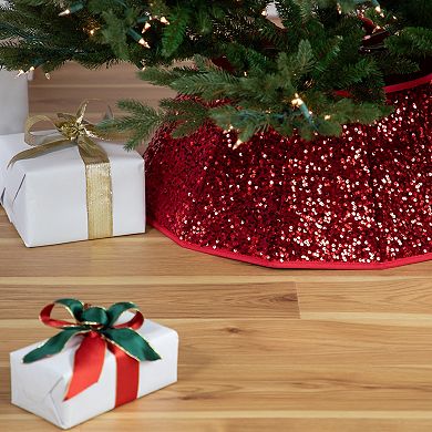 Northlight 26" Red Sequins Hexagonal Christmas Tree Collar