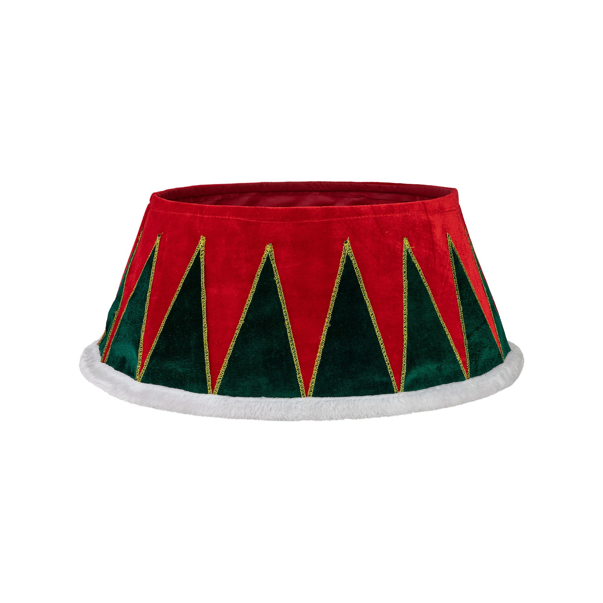Northlight 25-in. Red & Green Drum with White Trim Christmas Tree Collar