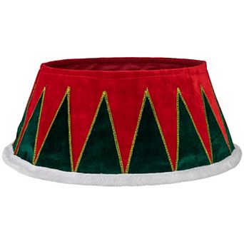 Northlight 25 in Red & Green Drum with White Trim Christmas Tree Collar