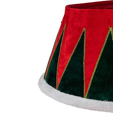 Northlight 25-in. Red & Green Drum with White Trim Christmas Tree Collar