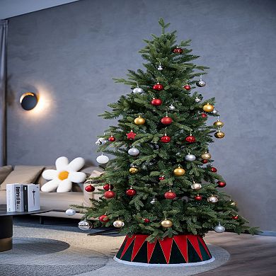 Northlight 25-in. Red & Green Drum with White Trim Christmas Tree Collar