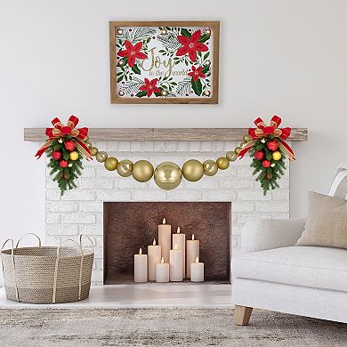 Northlight 6-ft. Gold Shiny & Matte Shatterproof Ball Christmas Swag