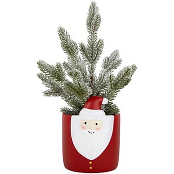 Northlight 14.75 in Unlit Mini Frosted Artificial Christmas Tree in Santa Pot