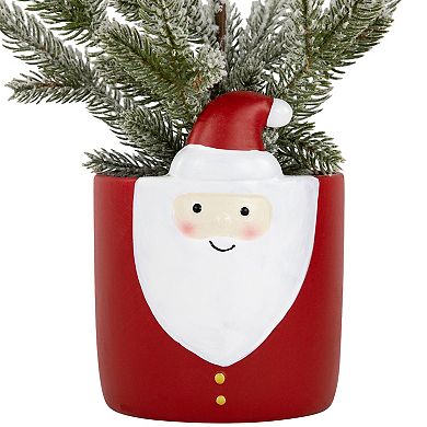 Northlight 14.75-in. Unlit Mini Frosted Artificial Christmas Tree in Santa Pot