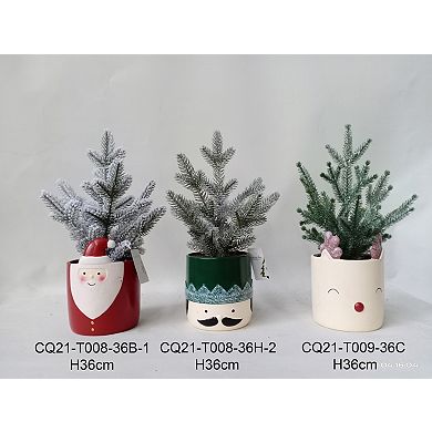 Northlight 14.75-in. Unlit Mini Frosted Artificial Christmas Tree in Santa Pot