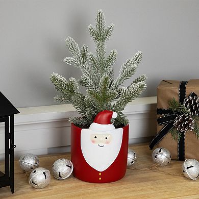Northlight 14.75-in. Unlit Mini Frosted Artificial Christmas Tree in Santa Pot