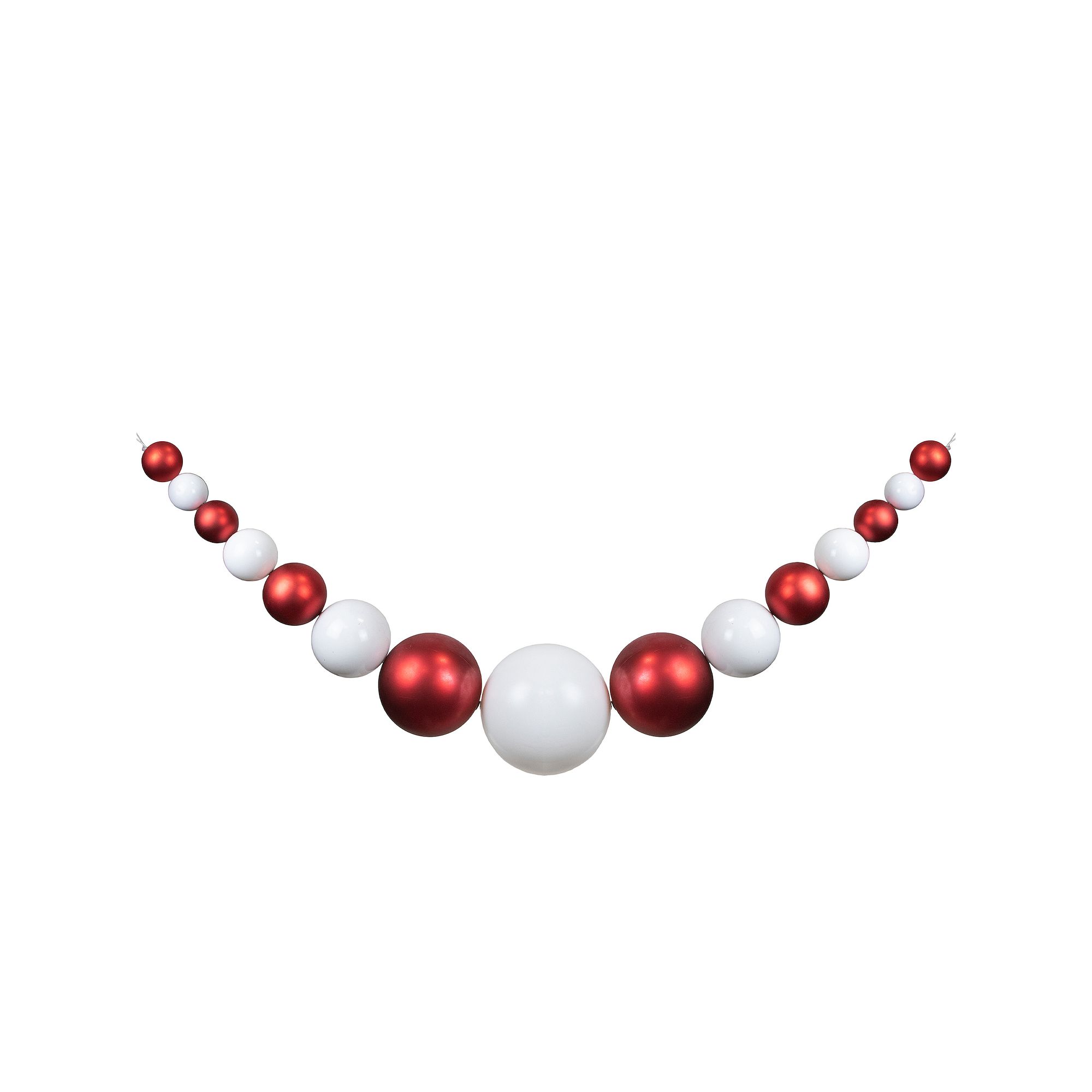 Northlight 6-ft. Red & White Shiny & Matte Shatterproof Ball Christmas Swag