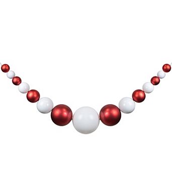 Northlight 6-ft. Red & White Shiny & Matte Shatterproof Ball Christmas Swag
