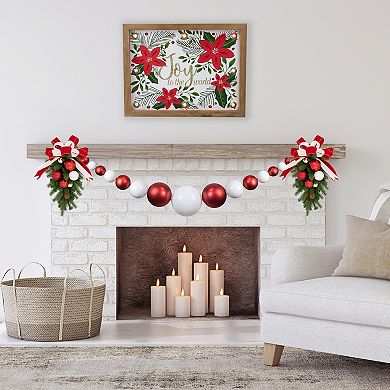 Northlight 6-ft. Red & White Shiny & Matte Shatterproof Ball Christmas Swag
