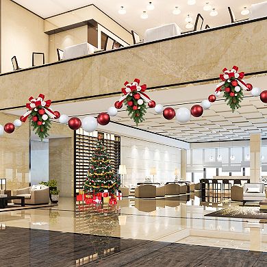 Northlight 6-ft. Red & White Shiny & Matte Shatterproof Ball Christmas Swag