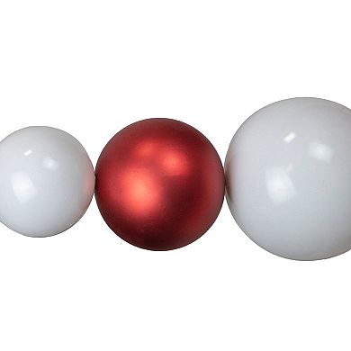 Northlight 6-ft. Red & White Shiny & Matte Shatterproof Ball Christmas Swag