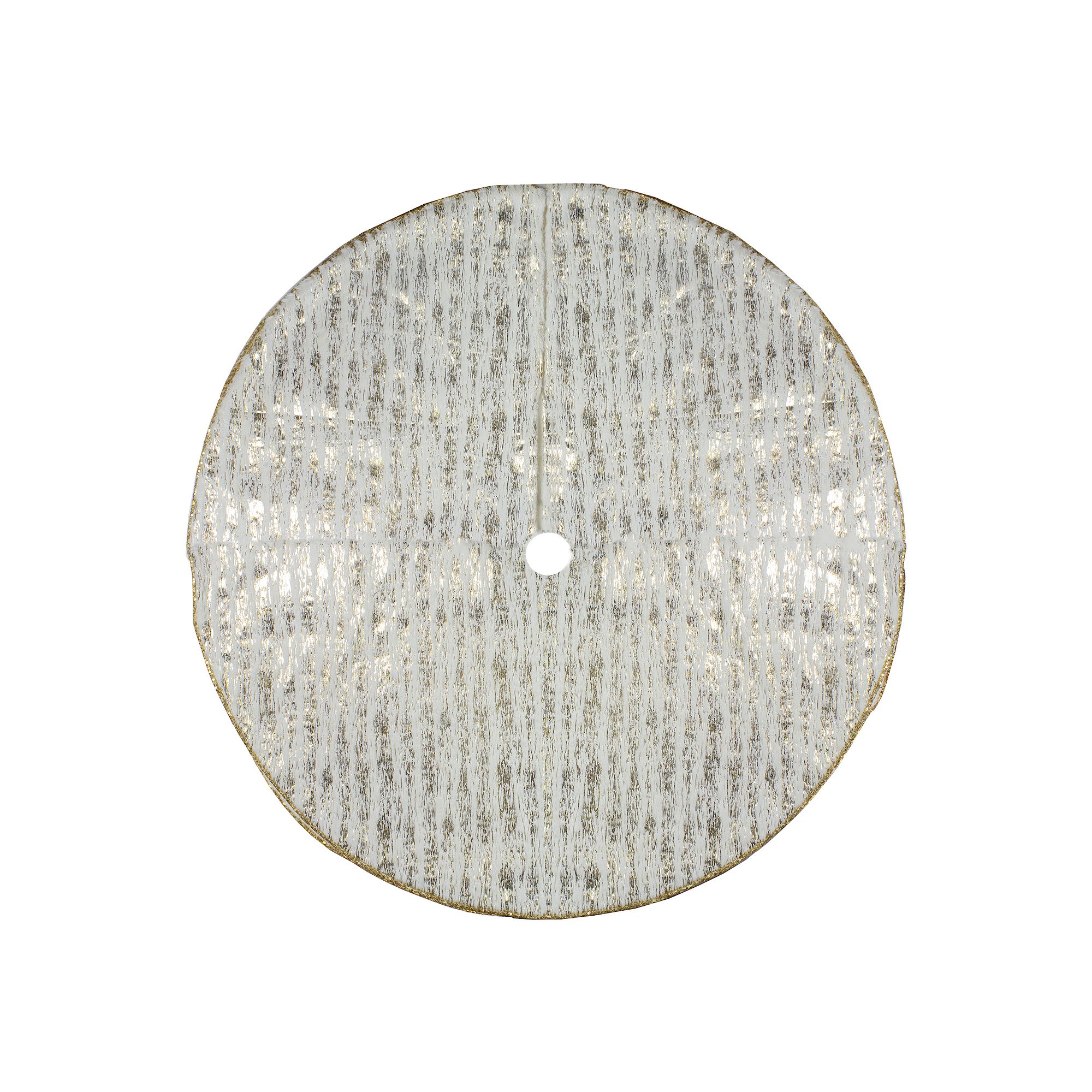 Northlight 48-in. Cream & Gold Wood Grain Pattern & Faux Fur Christmas Tree