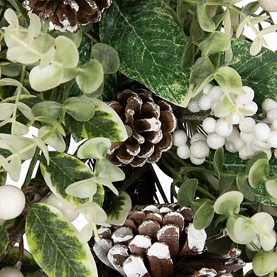 Northlight 24-in. Unlit Glittered Berries & Eucalyptus Artificial Christmas Teardrop Swag