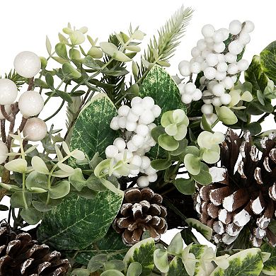 Northlight 24-in. Unlit Glittered Berries & Eucalyptus Artificial Christmas Teardrop Swag