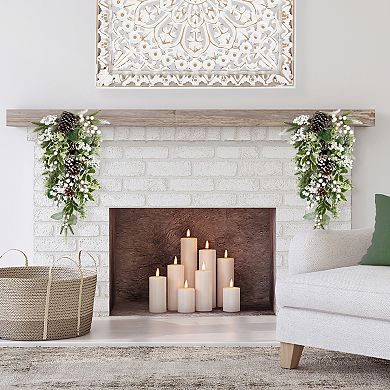 Northlight 24-in. Unlit Glittered Berries & Eucalyptus Artificial Christmas Teardrop Swag