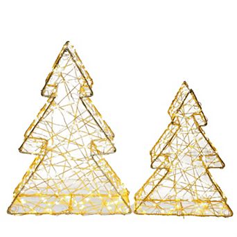 Northlight LED Gold Finish Christmas Tree Table Decor 2 pc Set