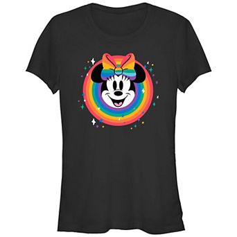 Disney's Minnie Mouse Rainbow Stamp Juniors' Fitted Graphic Tee