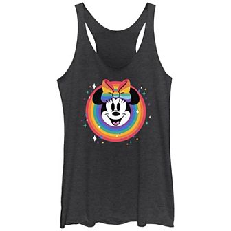 Disney's Minnie Mouse Rainbow Stamp Juniors' Tri-Blend Racerback Tank Top