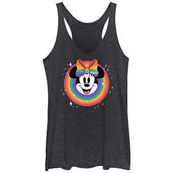 Disney's Minnie Mouse Rainbow Stamp Juniors' Tri-Blend Racerback Tank Top