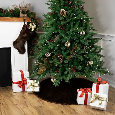 Northlight 48 in. Dark Brown Faux Fur Christmas Tree Skirt
