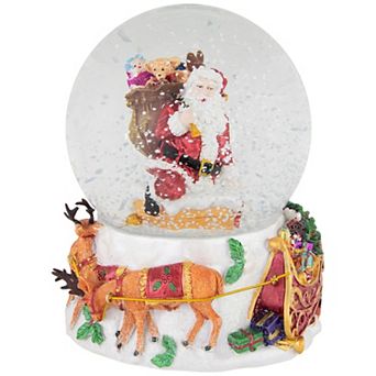 Northlight 6.5 in Santa Delivering Gifts Musical Christmas Snow Globe