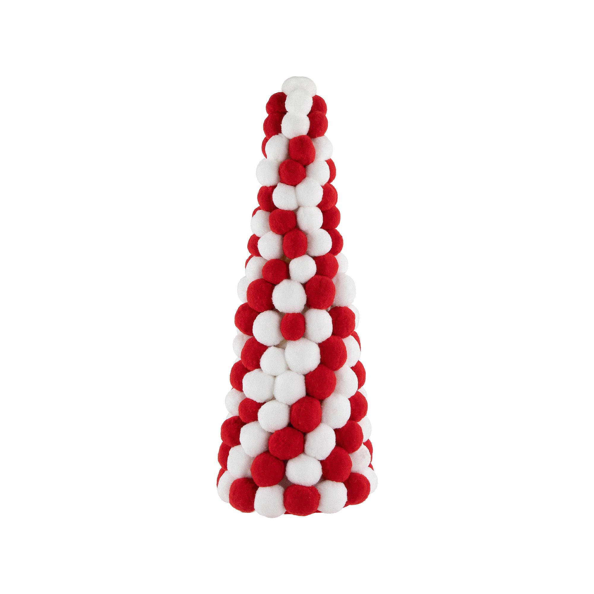 Northlight 15-in. Red & White Candy Cane Pom Pom Christmas Tree Table Decor