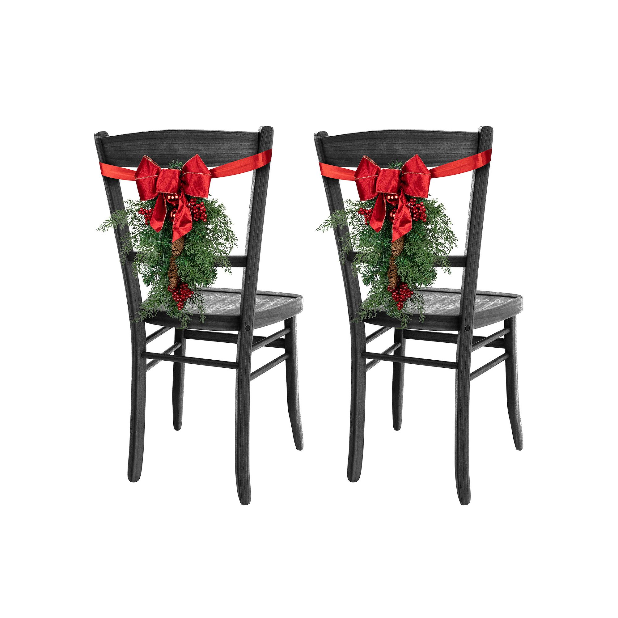 Northlight 2-Piece Mixed Cedar & Pine Christmas Chair Back Swag Set, Green