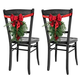 Northlight 2 pc Mixed Cedar & Pine Christmas Chair Back Swag Set
