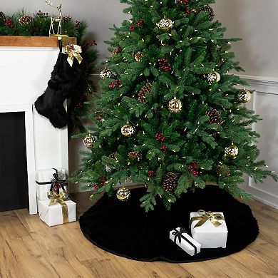 Northlight 48 in. Black Faux Fur Christmas Tree Skirt