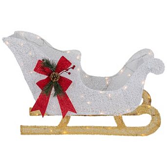 Northlight 30.25 in LED Lighted Glittery White Sleigh Outdoor Christmas Decoration